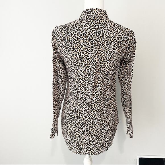 J Crew leopard silk button down top size small - Picture 4 of 8